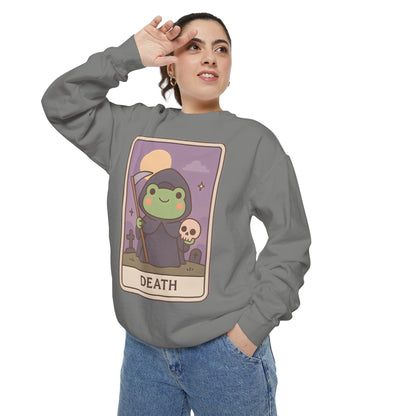 Cozy Tarotoads "Death" Unisex Sweatshirt | Astrology Apparel, Perfect for Halloween, Gift for Friends Family, Great For Frog and Tarot Lovers, Great For Cold Weather