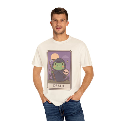 Cute Tarotoads "Death" Unisex T-Shirt | Great for Halloween, Warm And Cozy, Great Gift Idea, Astrology Apparel, Unique Tarot Graphic T-Shirt, Good For Cold Weather
