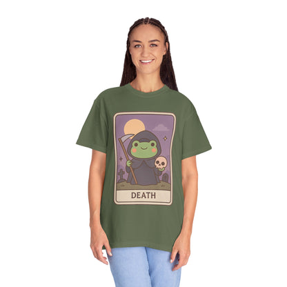Cute Tarotoads "Death" Unisex T-Shirt | Great for Halloween, Warm And Cozy, Great Gift Idea, Astrology Apparel, Unique Tarot Graphic T-Shirt, Good For Cold Weather