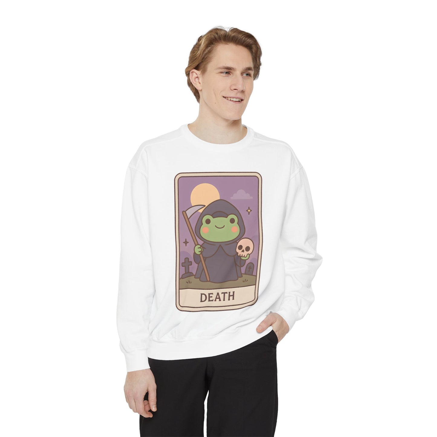 Cozy Tarotoads "Death" Unisex Sweatshirt | Astrology Apparel, Perfect for Halloween, Gift for Friends Family, Great For Frog and Tarot Lovers, Great For Cold Weather