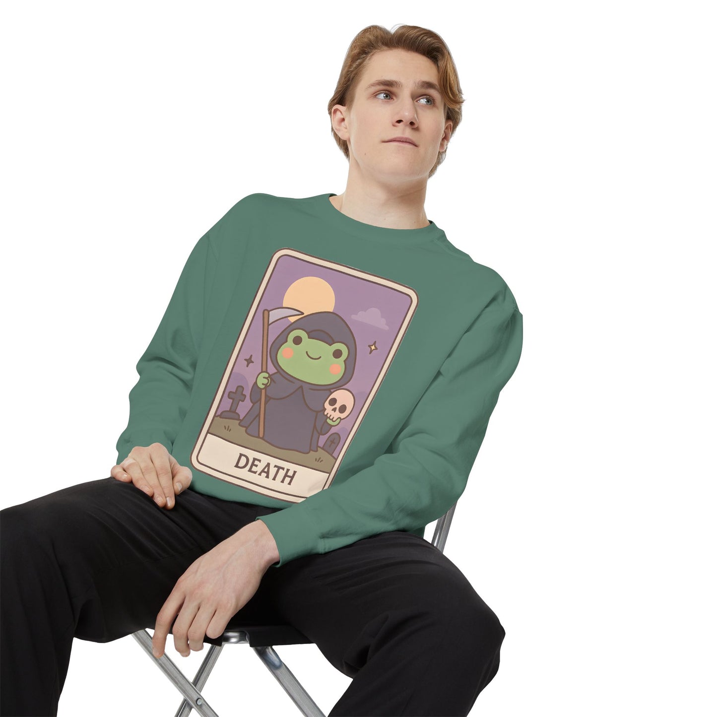 Cozy Tarotoads "Death" Unisex Sweatshirt | Astrology Apparel, Perfect for Halloween, Gift for Friends Family, Great For Frog and Tarot Lovers, Great For Cold Weather