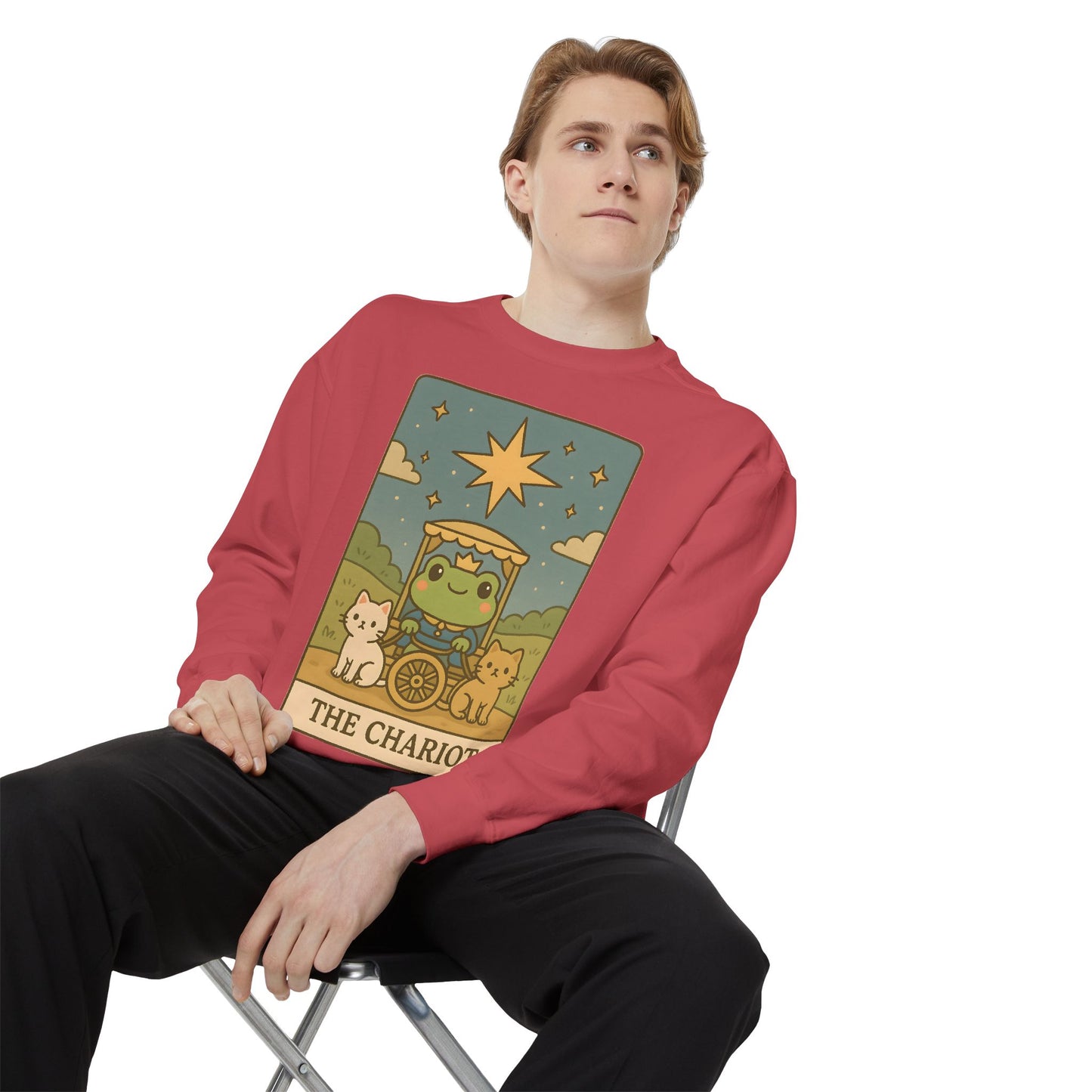 Cozy Tarotoads "The Chariot" Unisex Sweatshirt | Astrology Apparel, Perfect for Halloween, Gift for Friends Family, Great For Frog and Tarot Lovers, Great For Cold Weather