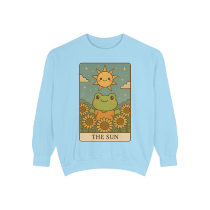 Cozy Tarotoads! "The Sun" Unisex Sweatshirt | Happy Frog Sun Sweatshirt, Unisex Pullover, Cozy Gift, Nature Lovers Apparel, Warm Fashion, Thoughtful Present