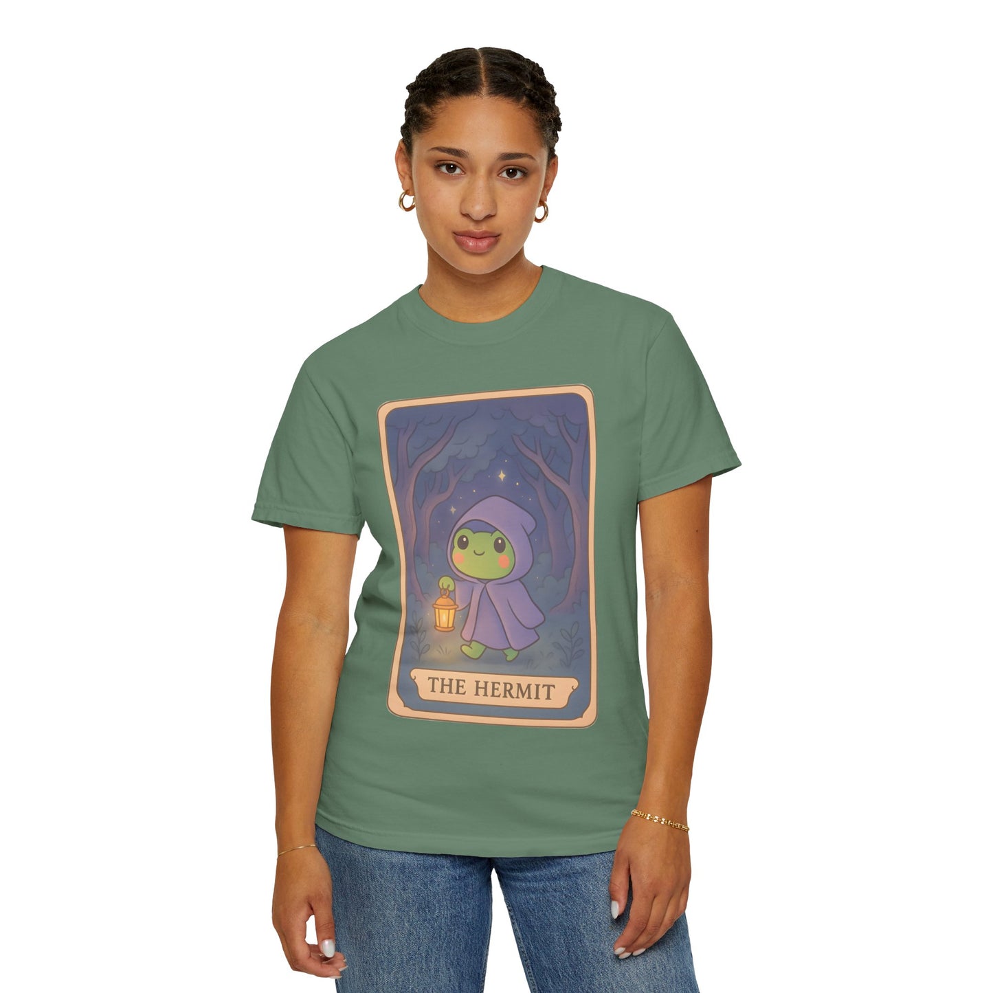 Cute Tarotoads "The Hermit" Unisex T-Shirt | Great for Halloween, Warm And Cozy, Great Gift Idea, Astrology Apparel, Unique Tarot Graphic T-Shirt, Good For Cold Weather
