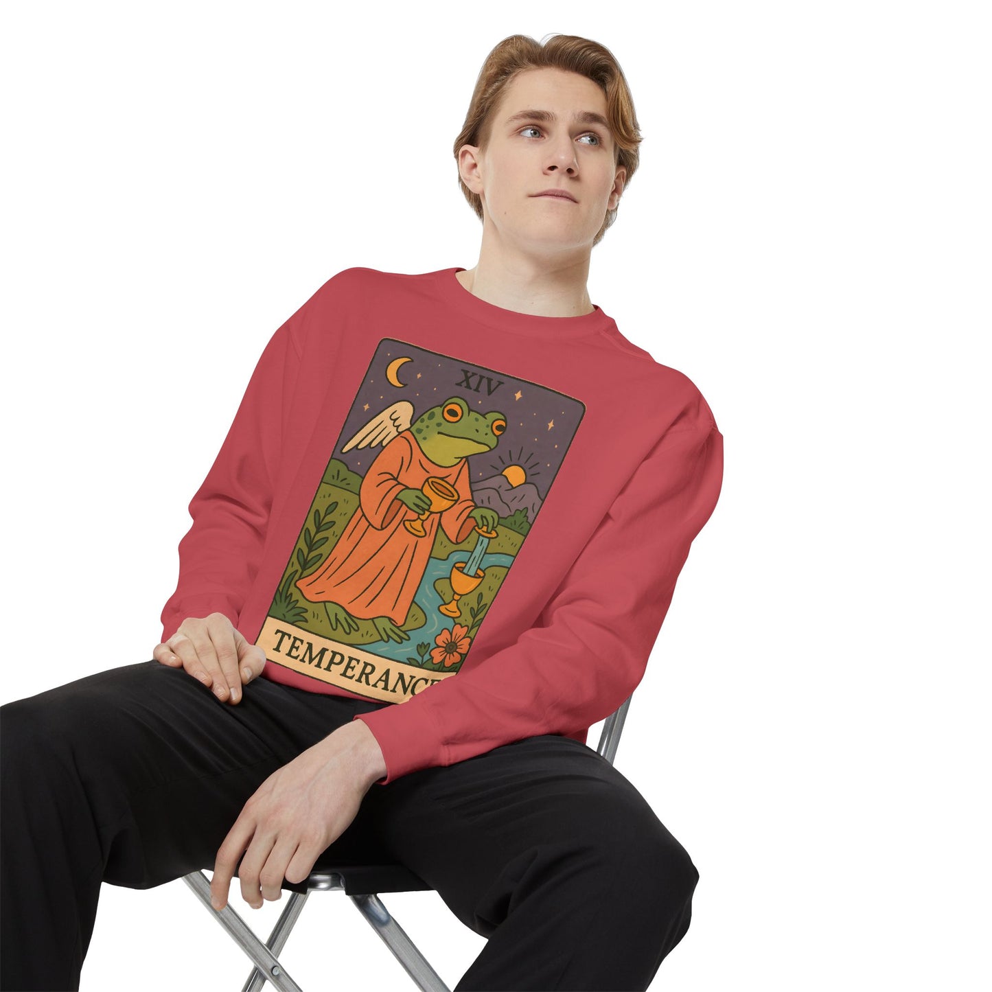 Cozy Tarotoads "Temperance" Unisex Sweatshirt | Adorable Casual Wear, Astrology Apparel, Unique Gift for Tarot Lovers