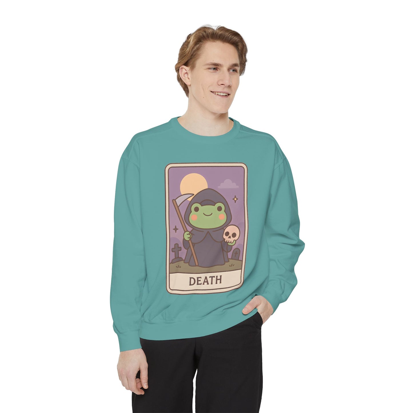 Cozy Tarotoads "Death" Unisex Sweatshirt | Astrology Apparel, Perfect for Halloween, Gift for Friends Family, Great For Frog and Tarot Lovers, Great For Cold Weather