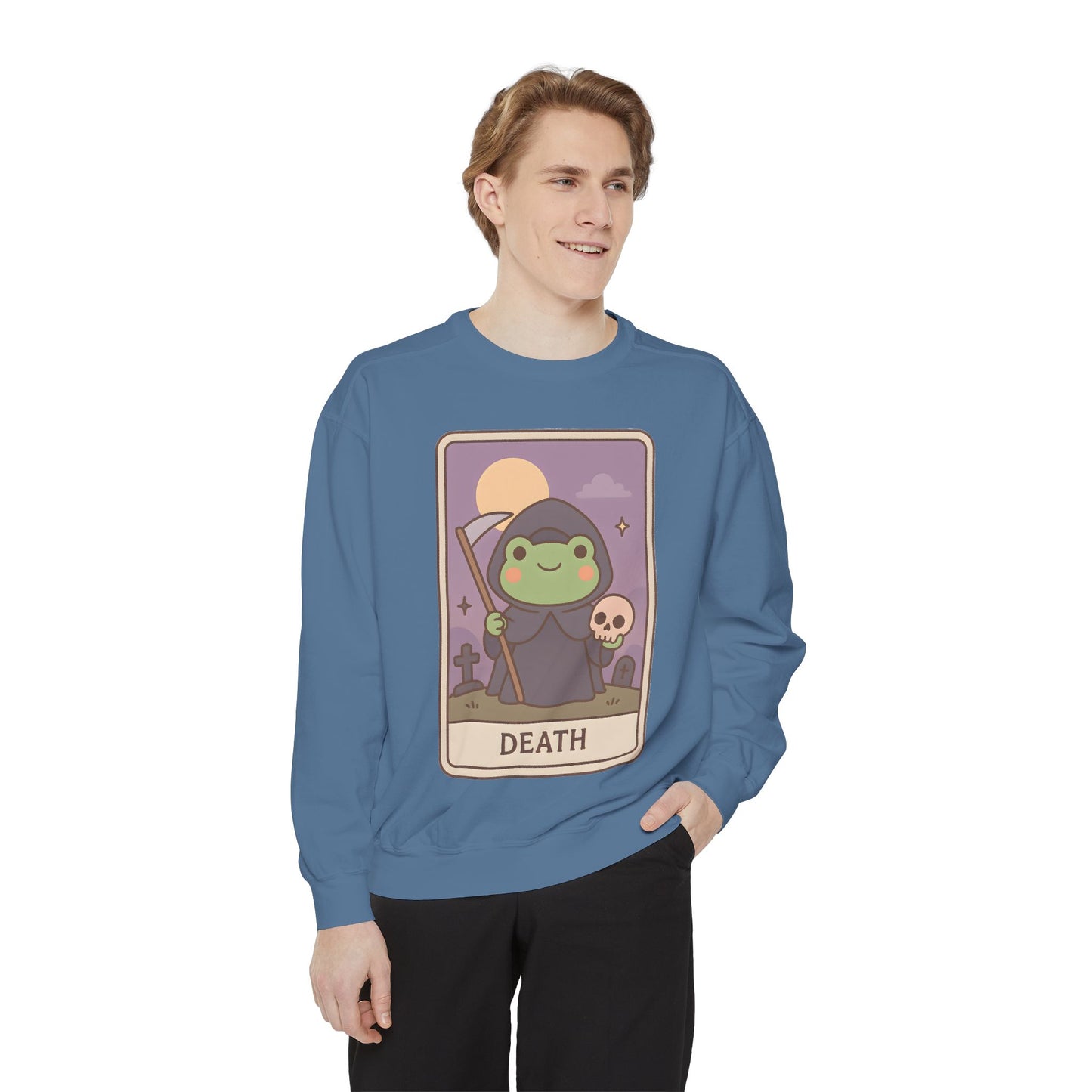 Cozy Tarotoads "Death" Unisex Sweatshirt | Astrology Apparel, Perfect for Halloween, Gift for Friends Family, Great For Frog and Tarot Lovers, Great For Cold Weather