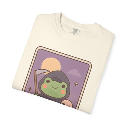 Cute Tarotoads "Death" Unisex T-Shirt | Great for Halloween, Warm And Cozy, Great Gift Idea, Astrology Apparel, Unique Tarot Graphic T-Shirt, Good For Cold Weather