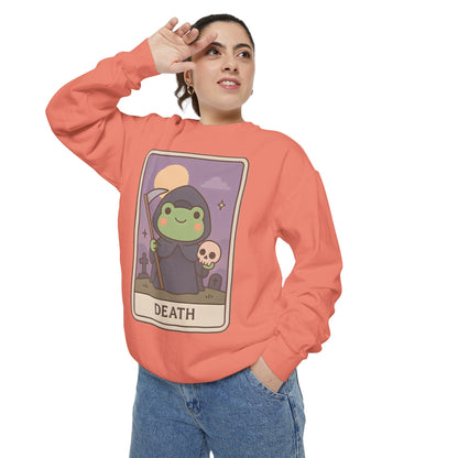 Cozy Tarotoads "Death" Unisex Sweatshirt | Astrology Apparel, Perfect for Halloween, Gift for Friends Family, Great For Frog and Tarot Lovers, Great For Cold Weather