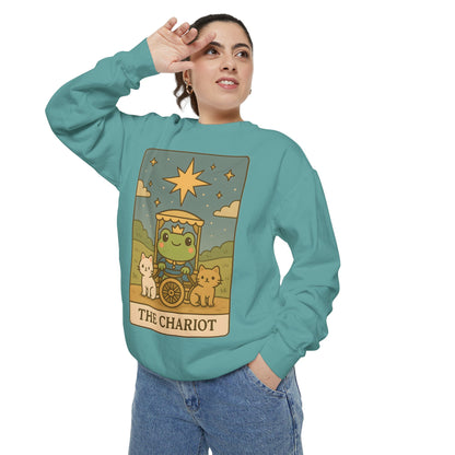 Cozy Tarotoads "The Chariot" Unisex Sweatshirt | Astrology Apparel, Perfect for Halloween, Gift for Friends Family, Great For Frog and Tarot Lovers, Great For Cold Weather