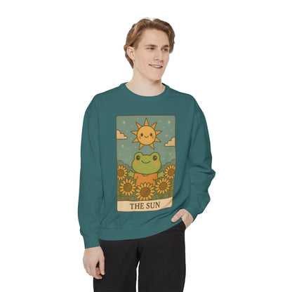 Cozy Tarotoads! "The Sun" Unisex Sweatshirt | Happy Frog Sun Sweatshirt, Unisex Pullover, Cozy Gift, Nature Lovers Apparel, Warm Fashion, Thoughtful Present
