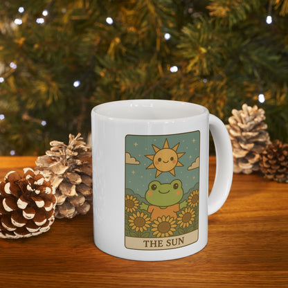 Adorable Tarotoads! "The Sun" White Ceramic Mug - Perfect Gift for Plant Lovers, Inspirational Coffee Cup, Eco-Friendly Tea Mug, Home Decor, Birthday Presents