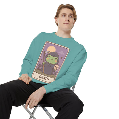 Cozy Tarotoads "Death" Unisex Sweatshirt | Astrology Apparel, Perfect for Halloween, Gift for Friends Family, Great For Frog and Tarot Lovers, Great For Cold Weather