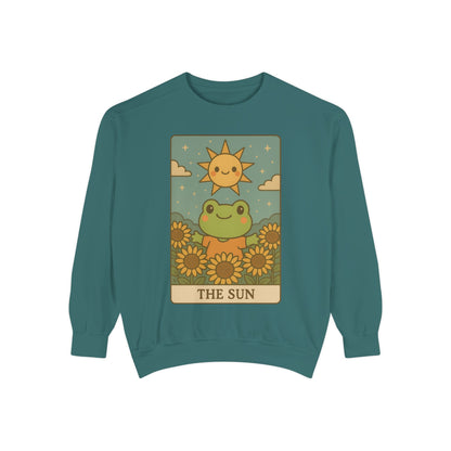 Cozy Tarotoads! "The Sun" Unisex Sweatshirt | Happy Frog Sun Sweatshirt, Unisex Pullover, Cozy Gift, Nature Lovers Apparel, Warm Fashion, Thoughtful Present