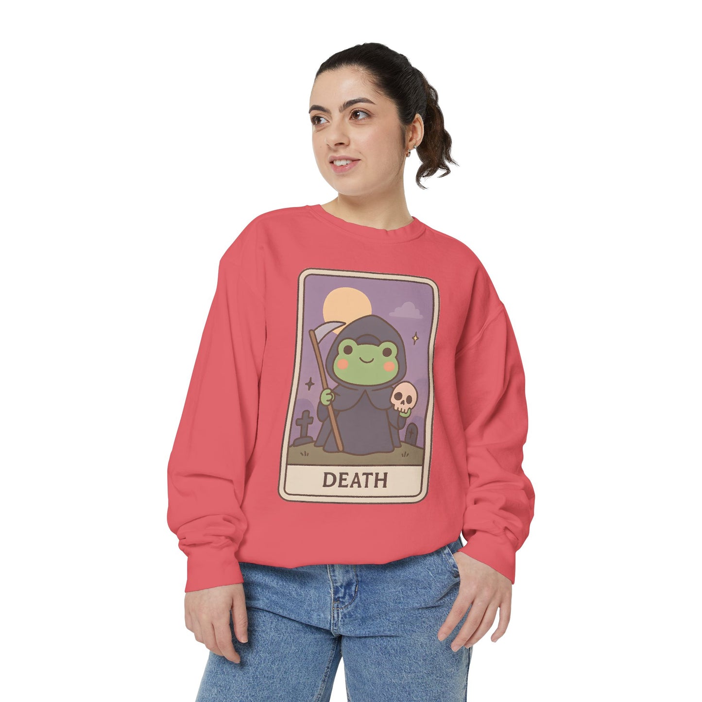Cozy Tarotoads "Death" Unisex Sweatshirt | Astrology Apparel, Perfect for Halloween, Gift for Friends Family, Great For Frog and Tarot Lovers, Great For Cold Weather