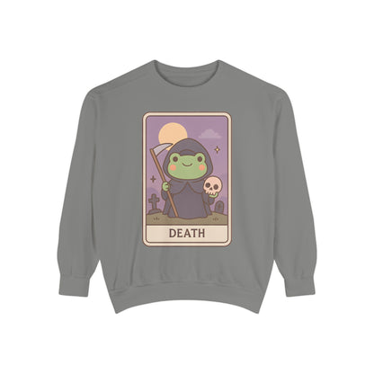 Cozy Tarotoads "Death" Unisex Sweatshirt | Astrology Apparel, Perfect for Halloween, Gift for Friends Family, Great For Frog and Tarot Lovers, Great For Cold Weather