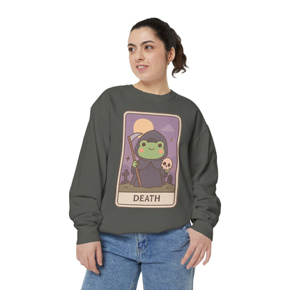 Cozy Tarotoads "Death" Unisex Sweatshirt | Astrology Apparel, Perfect for Halloween, Gift for Friends Family, Great For Frog and Tarot Lovers, Great For Cold Weather