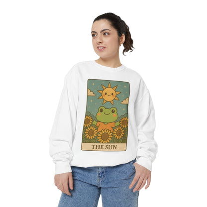 Cozy Tarotoads! "The Sun" Unisex Sweatshirt | Happy Frog Sun Sweatshirt, Unisex Pullover, Cozy Gift, Nature Lovers Apparel, Warm Fashion, Thoughtful Present