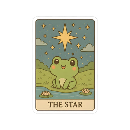 Adorable Tarotoads! "The Star" Kiss-Cut Sticker | Whimsical Nature Decor, Cute Frog Accessories, Eco-Friendly Gift, Laptop Stickers, Astrological Themed