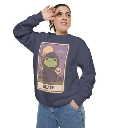 Cozy Tarotoads "Death" Unisex Sweatshirt | Astrology Apparel, Perfect for Halloween, Gift for Friends Family, Great For Frog and Tarot Lovers, Great For Cold Weather