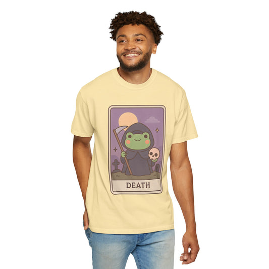 Cute Tarotoads "Death" Unisex T-Shirt | Great for Halloween, Warm And Cozy, Great Gift Idea, Astrology Apparel, Unique Tarot Graphic T-Shirt, Good For Cold Weather