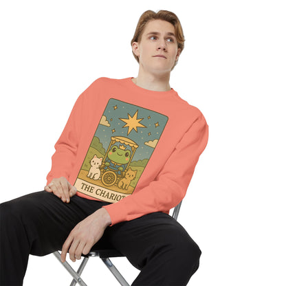 Cozy Tarotoads "The Chariot" Unisex Sweatshirt | Astrology Apparel, Perfect for Halloween, Gift for Friends Family, Great For Frog and Tarot Lovers, Great For Cold Weather