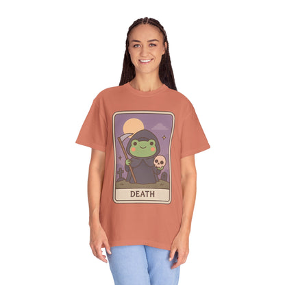Cute Tarotoads "Death" Unisex T-Shirt | Great for Halloween, Warm And Cozy, Great Gift Idea, Astrology Apparel, Unique Tarot Graphic T-Shirt, Good For Cold Weather