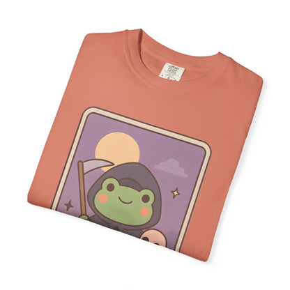 Cute Tarotoads "Death" Unisex T-Shirt | Great for Halloween, Warm And Cozy, Great Gift Idea, Astrology Apparel, Unique Tarot Graphic T-Shirt, Good For Cold Weather