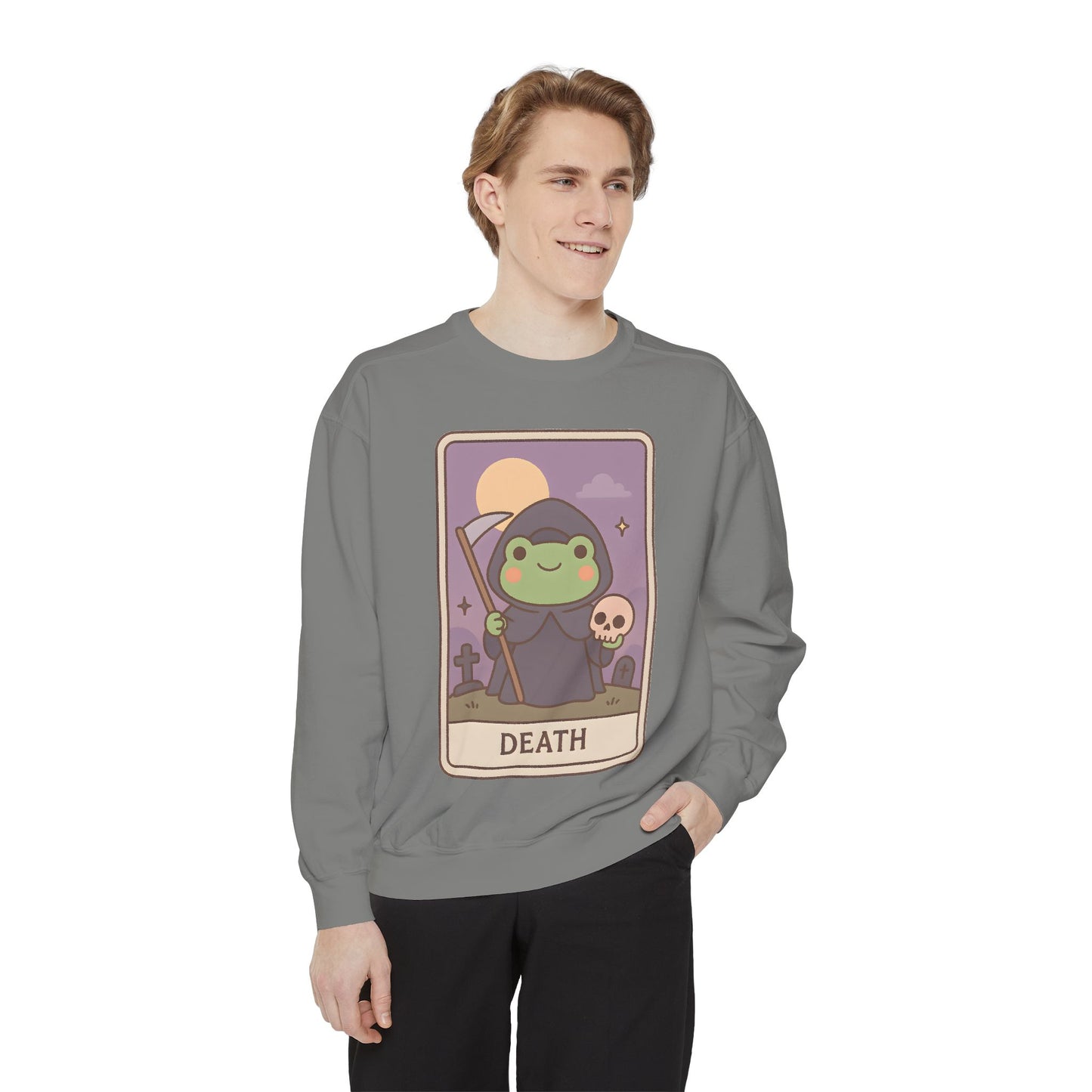 Cozy Tarotoads "Death" Unisex Sweatshirt | Astrology Apparel, Perfect for Halloween, Gift for Friends Family, Great For Frog and Tarot Lovers, Great For Cold Weather