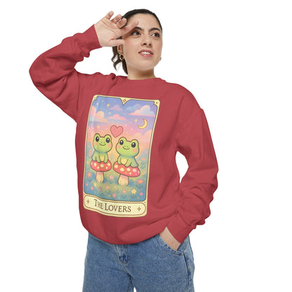 Cozy Tarotoads "The Lovers" Unisex Sweatshirt | Astrology Apparel, Perfect for Halloween, Gift for Friends Family, Great For Frog and Tarot Lovers, Great For Cold Weather