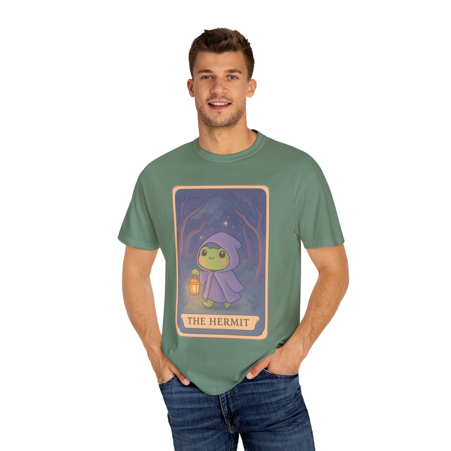 Cute Tarotoads "The Hermit" Unisex T-Shirt | Great for Halloween, Warm And Cozy, Great Gift Idea, Astrology Apparel, Unique Tarot Graphic T-Shirt, Good For Cold Weather