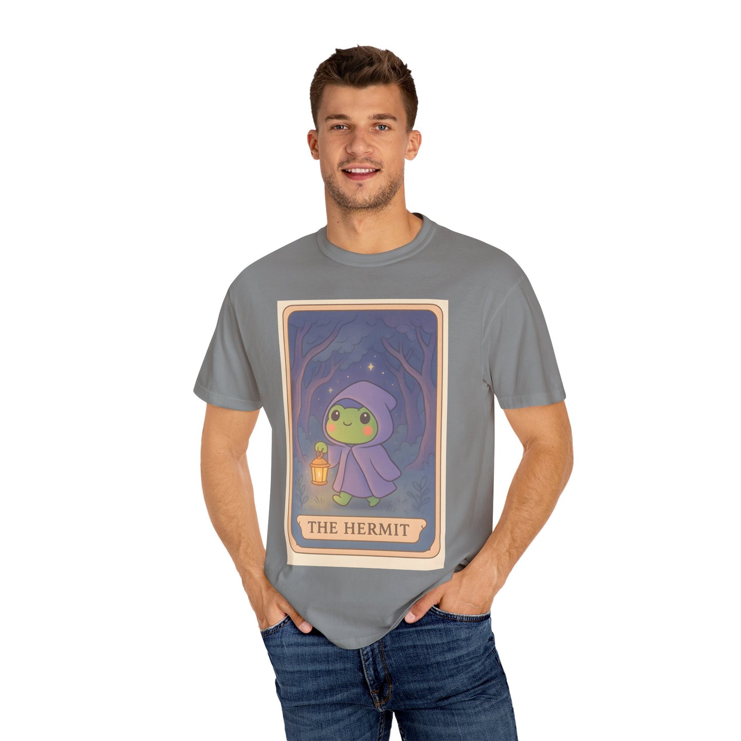 Unisex Garment-Dyed T-Shirt | Adorable Graphic T-shirt | Tarotoads! - “The Hermit"