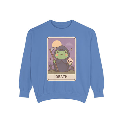 Cozy Tarotoads "Death" Unisex Sweatshirt | Astrology Apparel, Perfect for Halloween, Gift for Friends Family, Great For Frog and Tarot Lovers, Great For Cold Weather