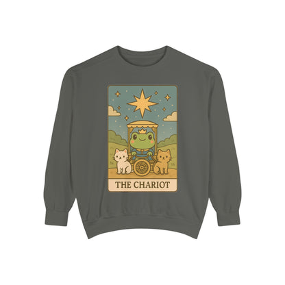 Cozy Tarotoads "The Chariot" Unisex Sweatshirt | Astrology Apparel, Perfect for Halloween, Gift for Friends Family, Great For Frog and Tarot Lovers, Great For Cold Weather