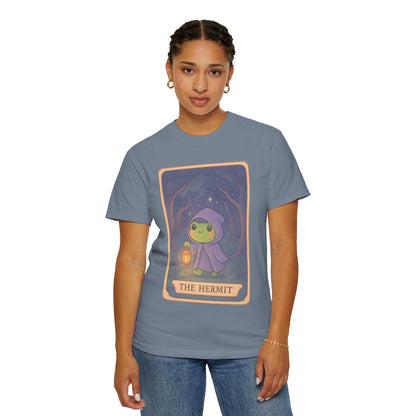 Cute Tarotoads "The Hermit" Unisex T-Shirt | Great for Halloween, Warm And Cozy, Great Gift Idea, Astrology Apparel, Unique Tarot Graphic T-Shirt, Good For Cold Weather